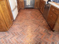 Interior brick floors completely stripped to bare and sealed with medium shine sealer.
