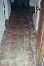 Interior Tecate tiles that were water  damagedby excessive rain that entered under the front door.